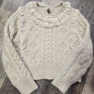 Zara ruffle sweater with pearls